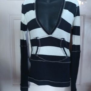 V neck striped hoodie